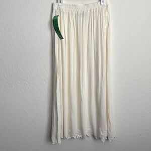 NWT SK & Company Womens 100% Rayon Maxi Skirt 14 White Embroidered Cottagecore